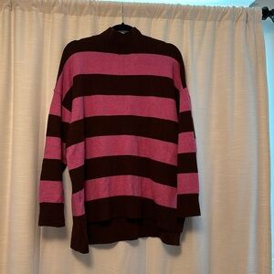 Loft turtleneck pink and brown sweater, size L